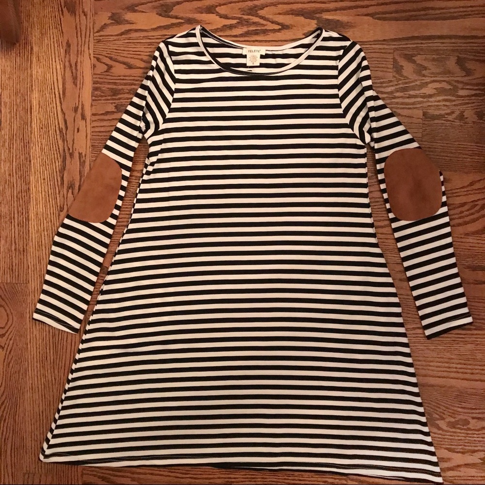 Sz Large Stripe Tunic Dress w/Elbow Patch - Picture 8 of 8